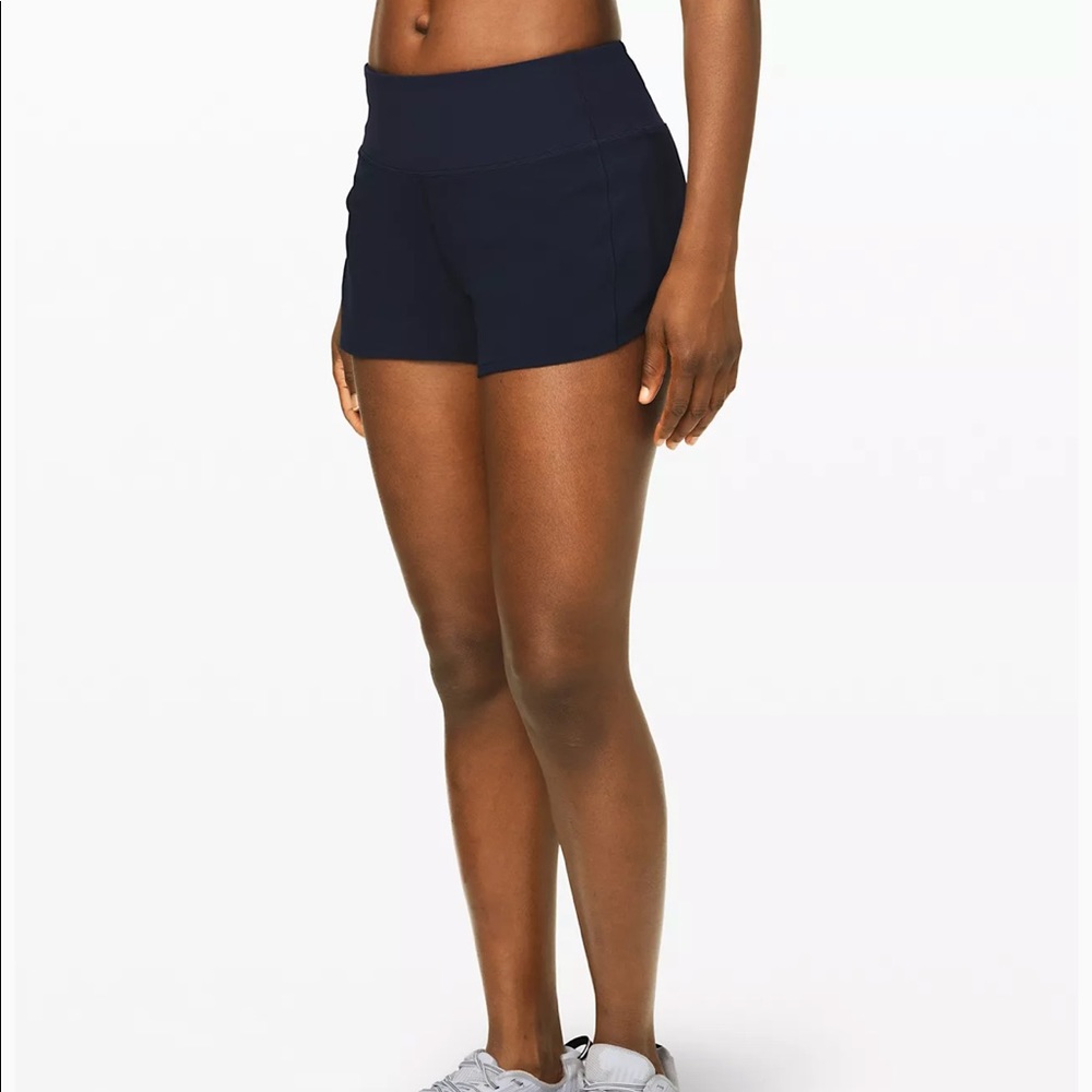 Lululemon 4 inch inseam mid rise speed up navy